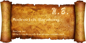 Modrovich Barakony névjegykártya